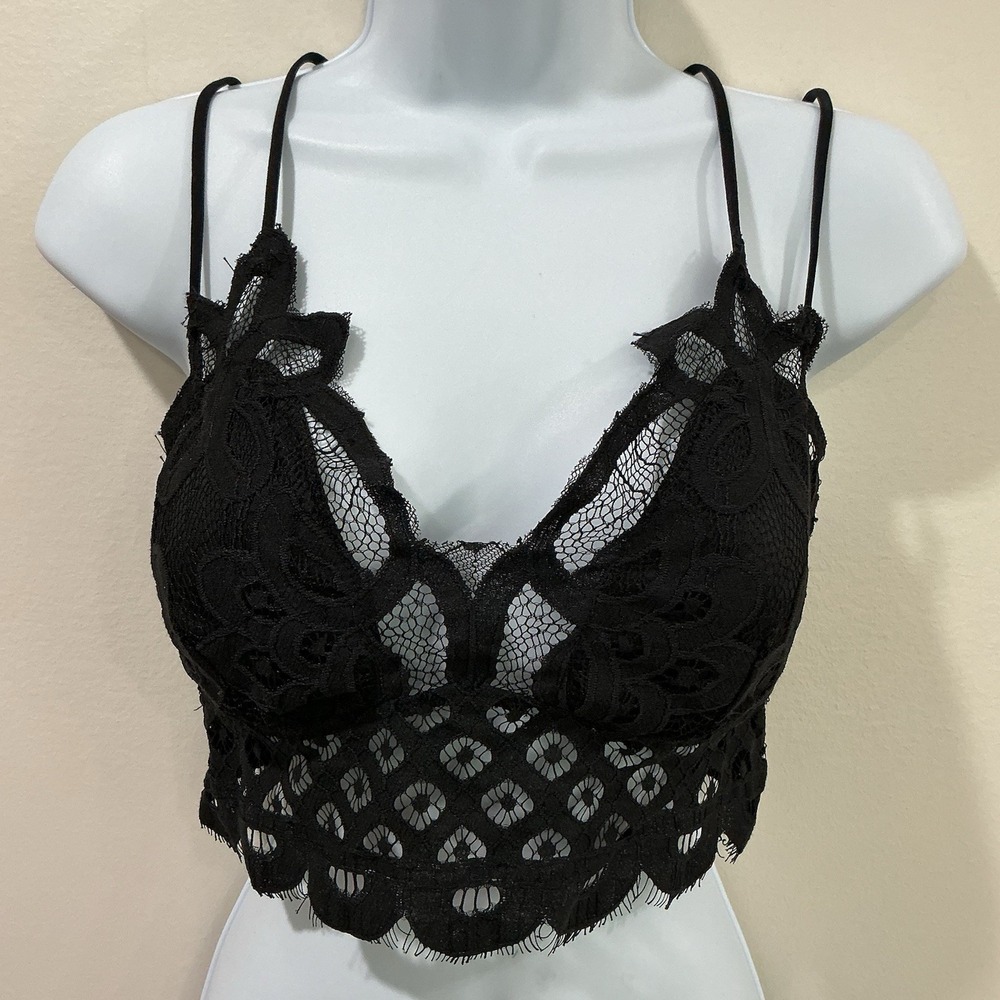 Zenana Lace Padded Crossback Black Women Bra Women's Sz L Bralette Whimsigoth